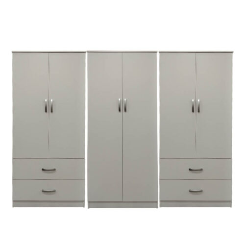 Ντουλάπα εξάφυλλη Athos pakoworld λευκή 240x42x180εκ (x1)