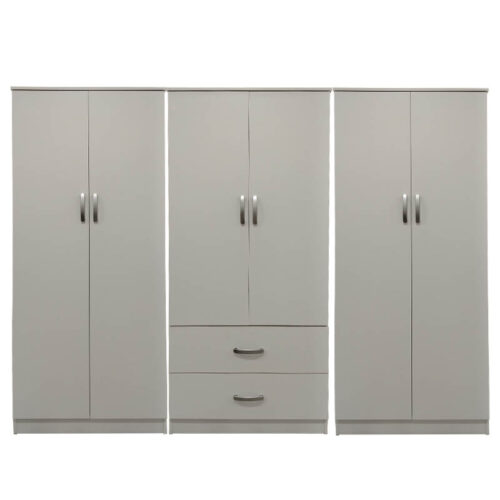 Ντουλάπα εξάφυλλη Athos I pakoworld λευκή 240x42x180εκ (x1)