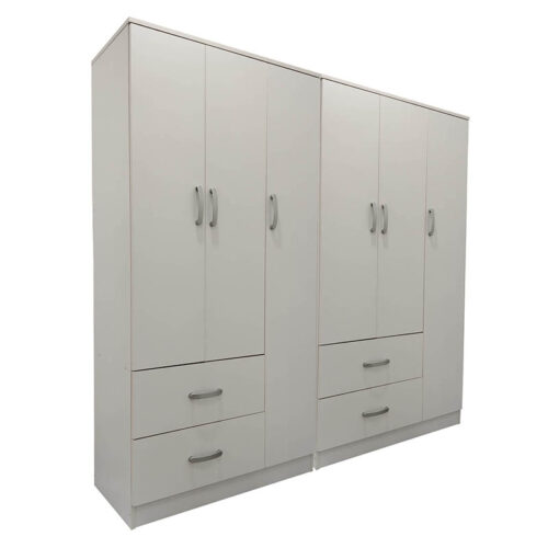 Ντουλάπα εξάφυλλη Athos pakoworld λευκή 180x42x180εκ (x1)