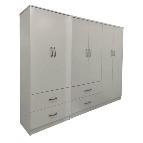Ντουλάπα εξάφυλλη Athos pakoworld λευκή 200,5x42x180εκ (x1)