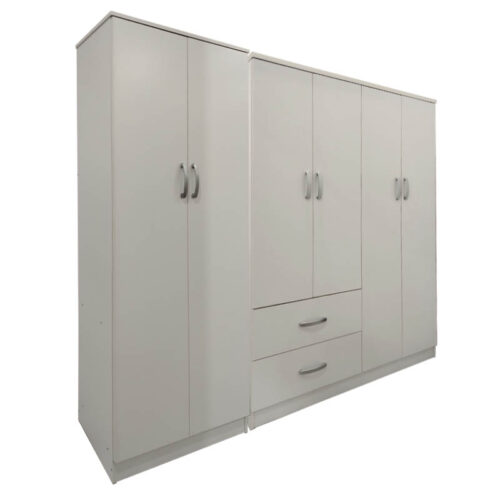 Ντουλάπα εξάφυλλη Athos Ι pakoworld λευκή 200,5x42x180εκ (x1)