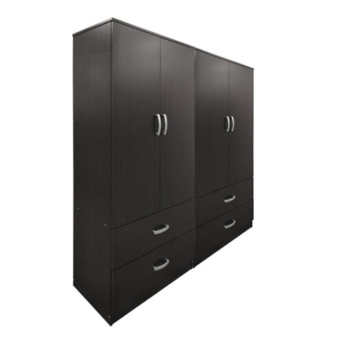 Ντουλάπα τετράφυλλη με συρτάρια Athos pakoworld wenge 160x42x180εκ (x1)