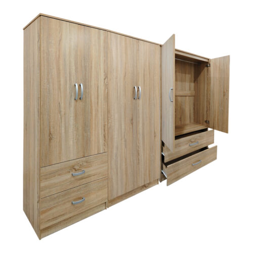 Ντουλάπα εξάφυλλη Athos pakoworld sonoma 240x42x180εκ (x1)