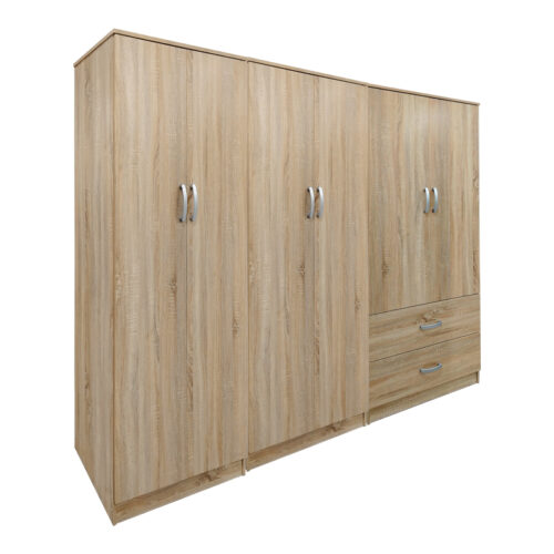 Ντουλάπα εξάφυλλη Athos I pakoworld sonoma 240x42x180εκ (x1)