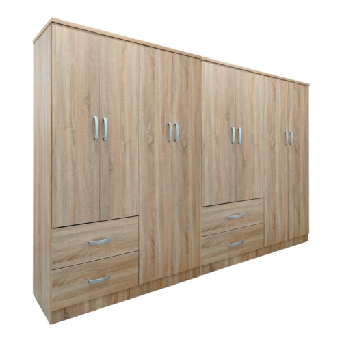 Ντουλάπα οχτάφυλλη Athos pakoworld sonoma 241x42x181εκ (x1)