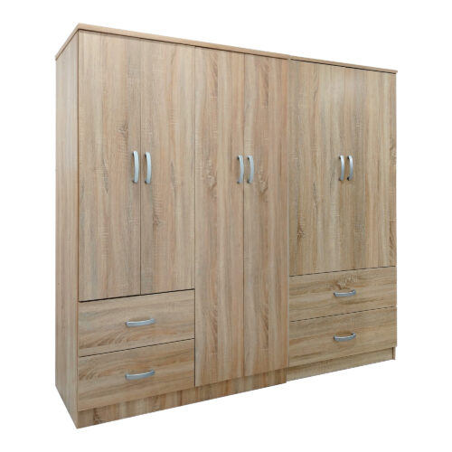 Ντουλάπα εξάφυλλη Athos pakoworld Sonoma 200.5x42x180εκ (x1)