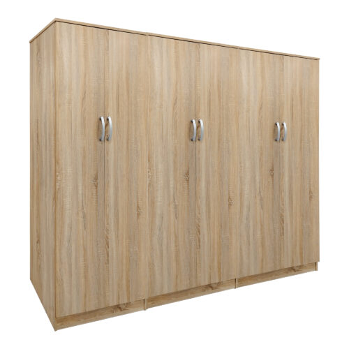 Ντουλάπα εξάφυλλη Athos ΙΙ pakoworld sonoma 240x42x180εκ (x1)