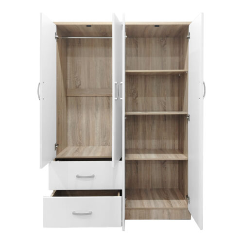Ντουλάπα εξάφυλλη Athos pakoworld Sonoma-λευκό 200.5x42x180εκ (x1)