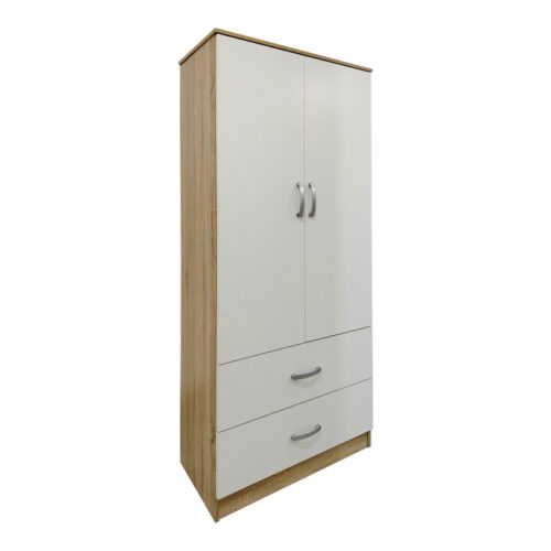 Ντουλάπα εξάφυλλη με πατάρι Athos I pakoworld sonoma-λευκή 240x42x240εκ (x1)