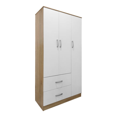Ντουλάπα πεντάφυλλη με πατάρι Athos pakoworld sonoma-λευκή 170x42x240εκ (x1)