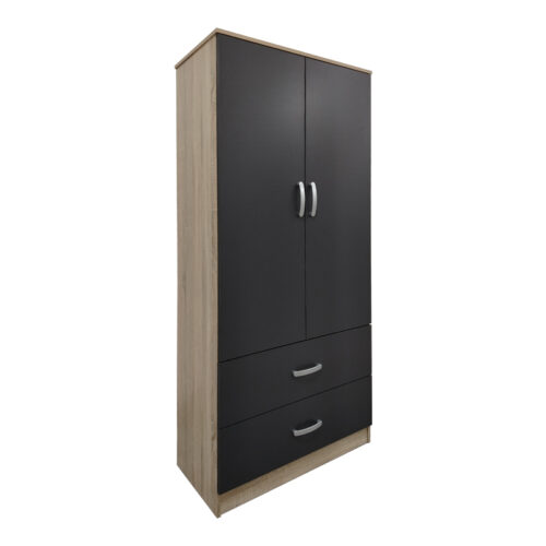 Ντουλάπα εξάφυλλη με πατάρι Athos I pakoworld sonoma-ανθρακί 240x42x240εκ (x1)