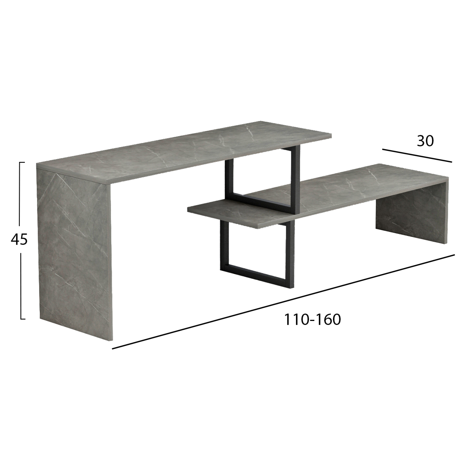 ΕΠΙΠΛΟ ΤΗΛΕΟΡΑΣΗΣ ΕΠΕΚΤ. BRIGGITE HM8892.11 ΜΕΛΑΜΙΝΗ GREY STONE TEXTURE 160x30x45Υεκ. (x1) - Image 2