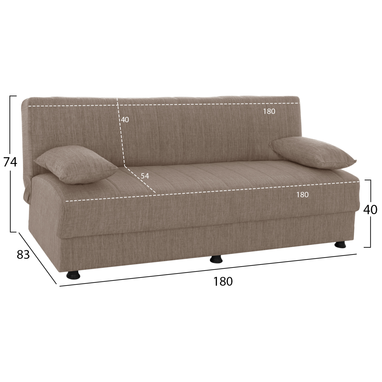 ΚΑΝΑΠΕΣ ΚΡΕΒΑΤΙ ANDRI ΤΡΙΘΕΣΙΟΣ ΜΠΕΖ HM3239.04 180x83x74Υ εκ. (x1) - Image 2