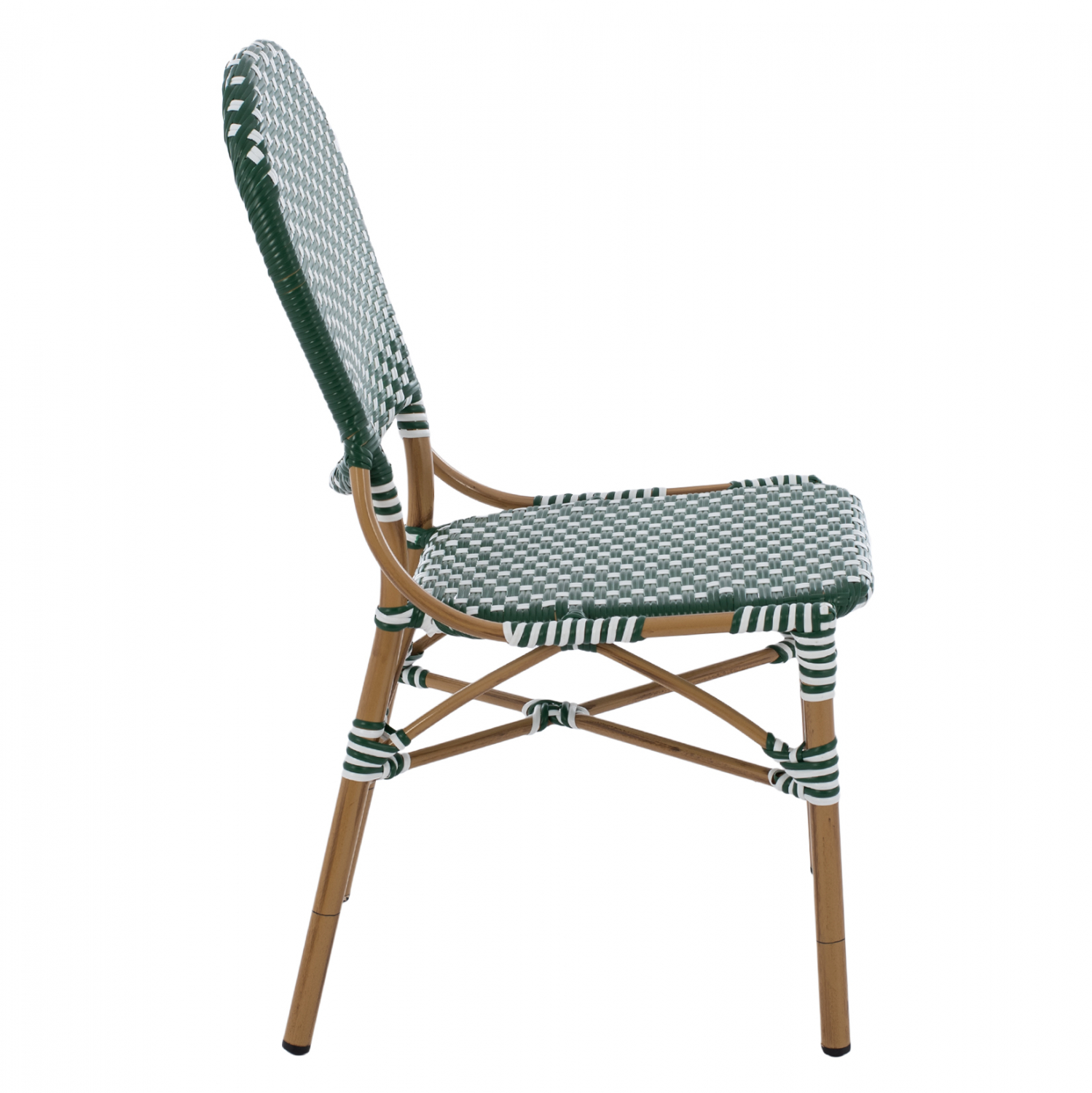 ΚΑΡΕΚΛΑ ΑΛΟΥΜΙΝΙΟΥ BAMBOO LOOK ΜΕ WICKER ΠΡΑΣΙΝΟ ΛΕΥΚΟ HM5792.01 47x55x98 εκ. (x1) - Image 4