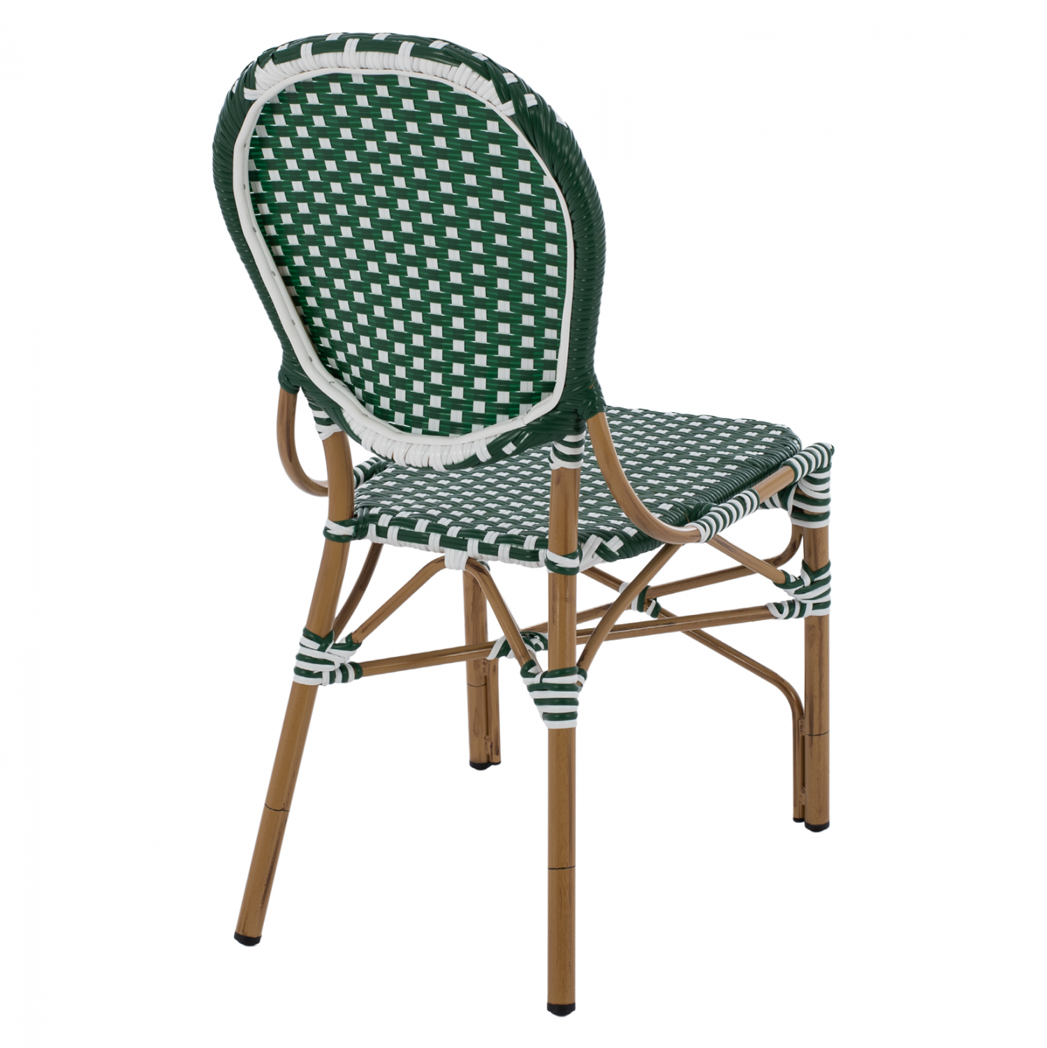 ΚΑΡΕΚΛΑ ΑΛΟΥΜΙΝΙΟΥ BAMBOO LOOK ΜΕ WICKER ΠΡΑΣΙΝΟ ΛΕΥΚΟ HM5792.01 47x55x98 εκ. (x1) - Image 5