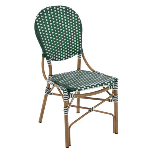 ΚΑΡΕΚΛΑ ΑΛΟΥΜΙΝΙΟΥ BAMBOO LOOK ΜΕ WICKER ΠΡΑΣΙΝΟ ΛΕΥΚΟ HM5792.01 47x55x98 εκ. (x1)