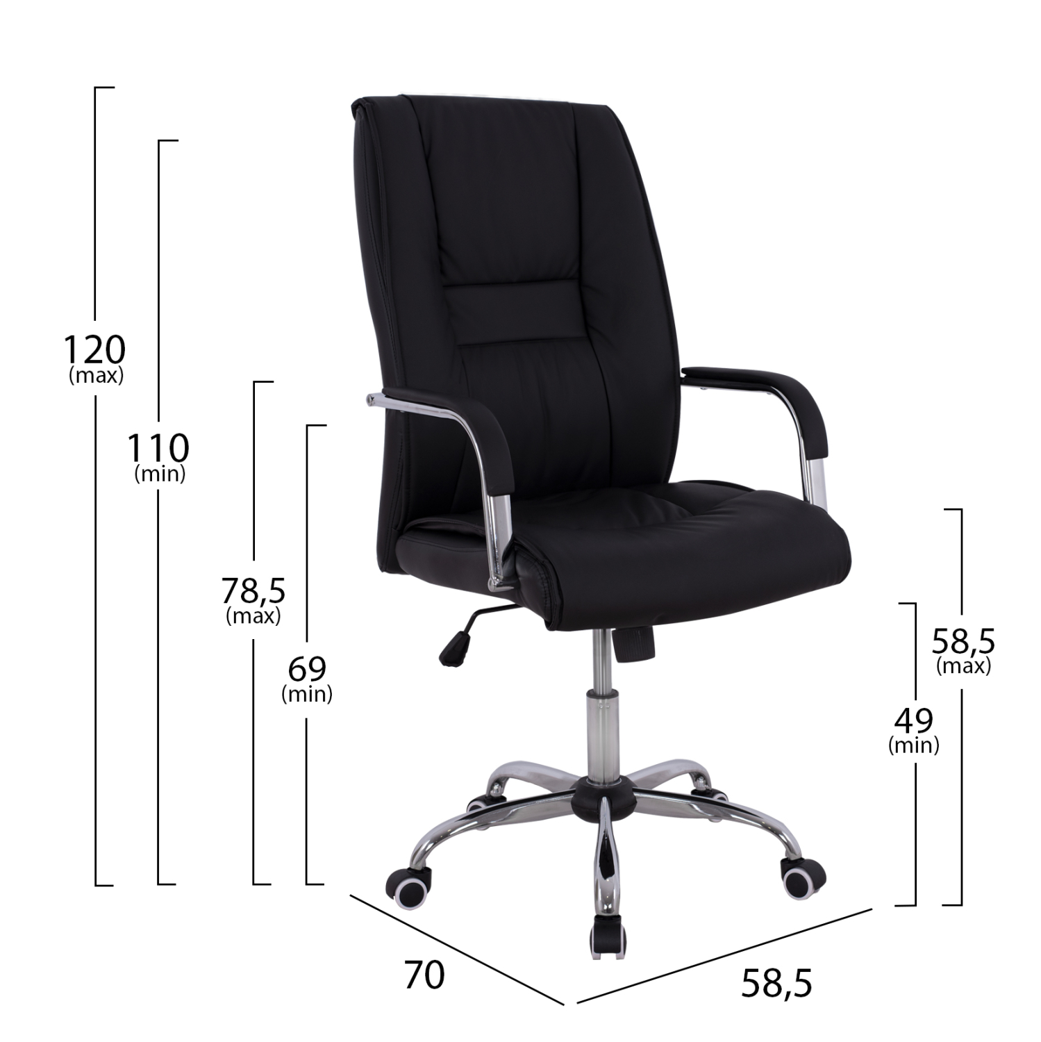 ΚΑΡΕΚΛΑ ΓΡΑΦΕΙΟΥ ANGEE HM1106.01 PU ΣΕ ΧΡΩΜΑ ΜΑΥΡΟ 58,5x70x120Υεκ (x1) - Image 2