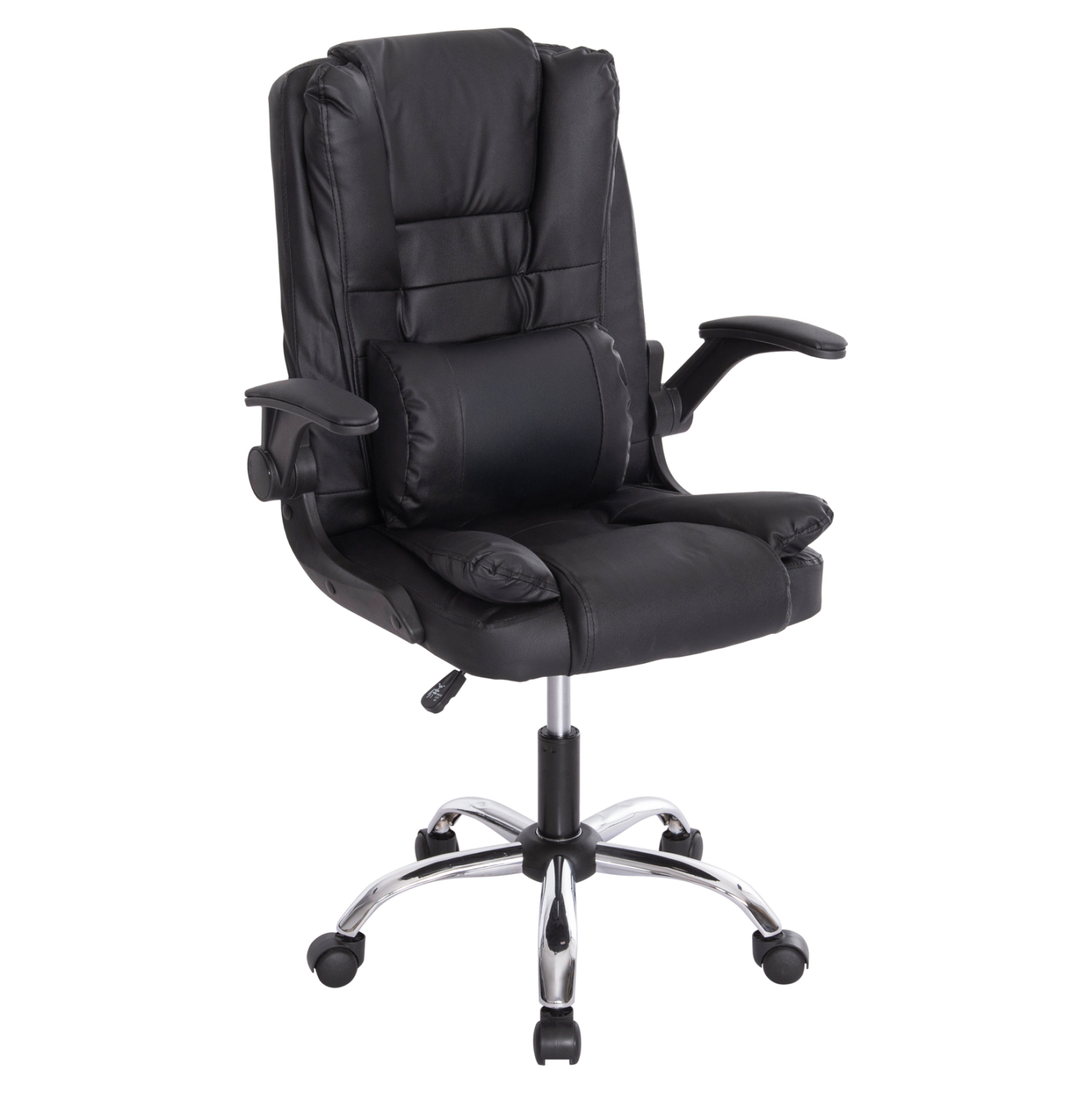 ΚΑΡΕΚΛΑ ΓΡΑΦΕΙΟΥ CANAN HM1201 ΜΑΥΡO PVC-ΒΑΣΗ ΧΡΩΜΙΟΥ 66x61x105Υεκ. (x1)