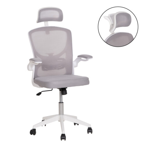 ΚΑΡΕΚΛΑ ΓΡΑΦΕΙΟΥ FLOATER HM1230.02 ΛΕΥΚΟ PP--ΑΝΟΙΧΤΟ ΓΚΡΙ MESH 62x62x115-125Υεκ (x1)
