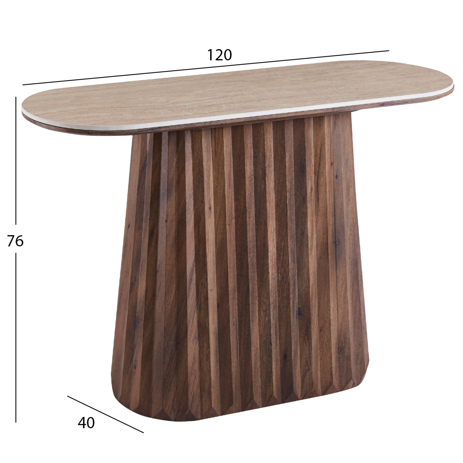 ΚΟΝΣΟΛΑ WALDEN HM18439 ΚΕΡΑΜΙΚΟ TOP ΤΡΑΒΕΡΤΙΝΑ--MDF ΒΑΣΗ ΚΑΡΥΔΙ 120x40x76Υεκ (x1) - Image 3