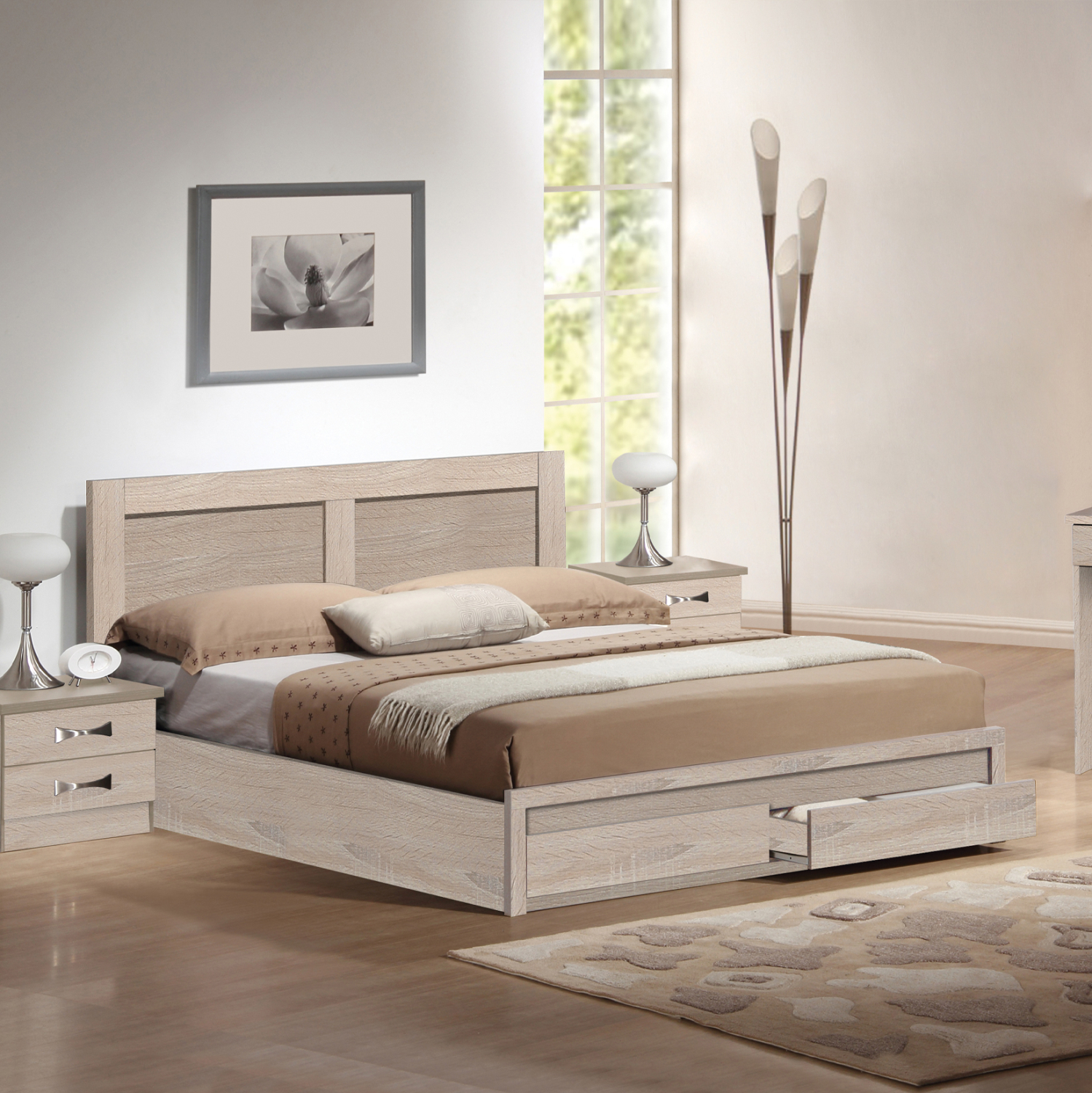 ΚΡΕΒΑΤΙ ΔΙΠΛΟ ΜΕ ΣΥΡΤΑΡΙΑ & ΣΤΡΩΜΑ CAPRI HM21169 ΜΕΛΑΜΙΝΗ SONAMA--ΓΙΑ 150x200εκ (x1) - Image 2