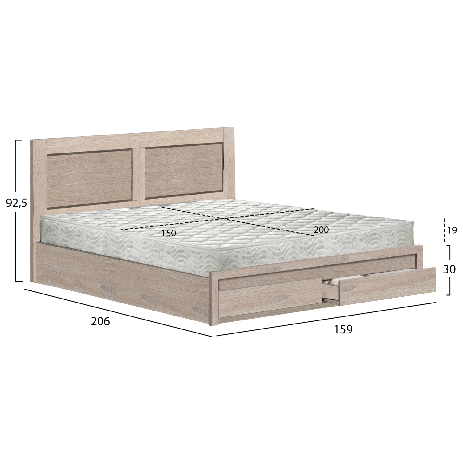 ΚΡΕΒΑΤΙ ΔΙΠΛΟ ΜΕ ΣΥΡΤΑΡΙΑ & ΣΤΡΩΜΑ CAPRI HM21169 ΜΕΛΑΜΙΝΗ SONAMA--ΓΙΑ 150x200εκ (x1) - Image 3