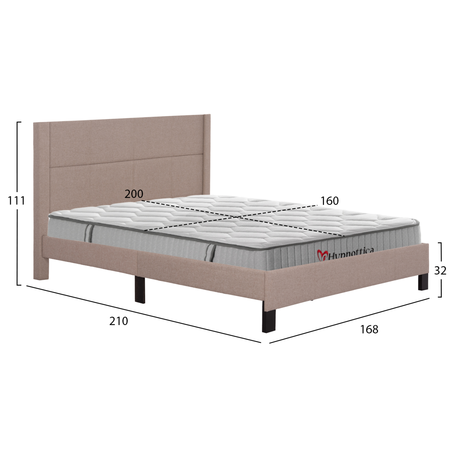 ΚΡΕΒΑΤΙ ΔΙΠΛΟ & ΣΤΡΩΜΑ TRILLOP HM10763.03 ΜΠΕΖ ΥΦΑΣΜΑ--ΓΙΑ 160x200εκ (x1) - Image 3