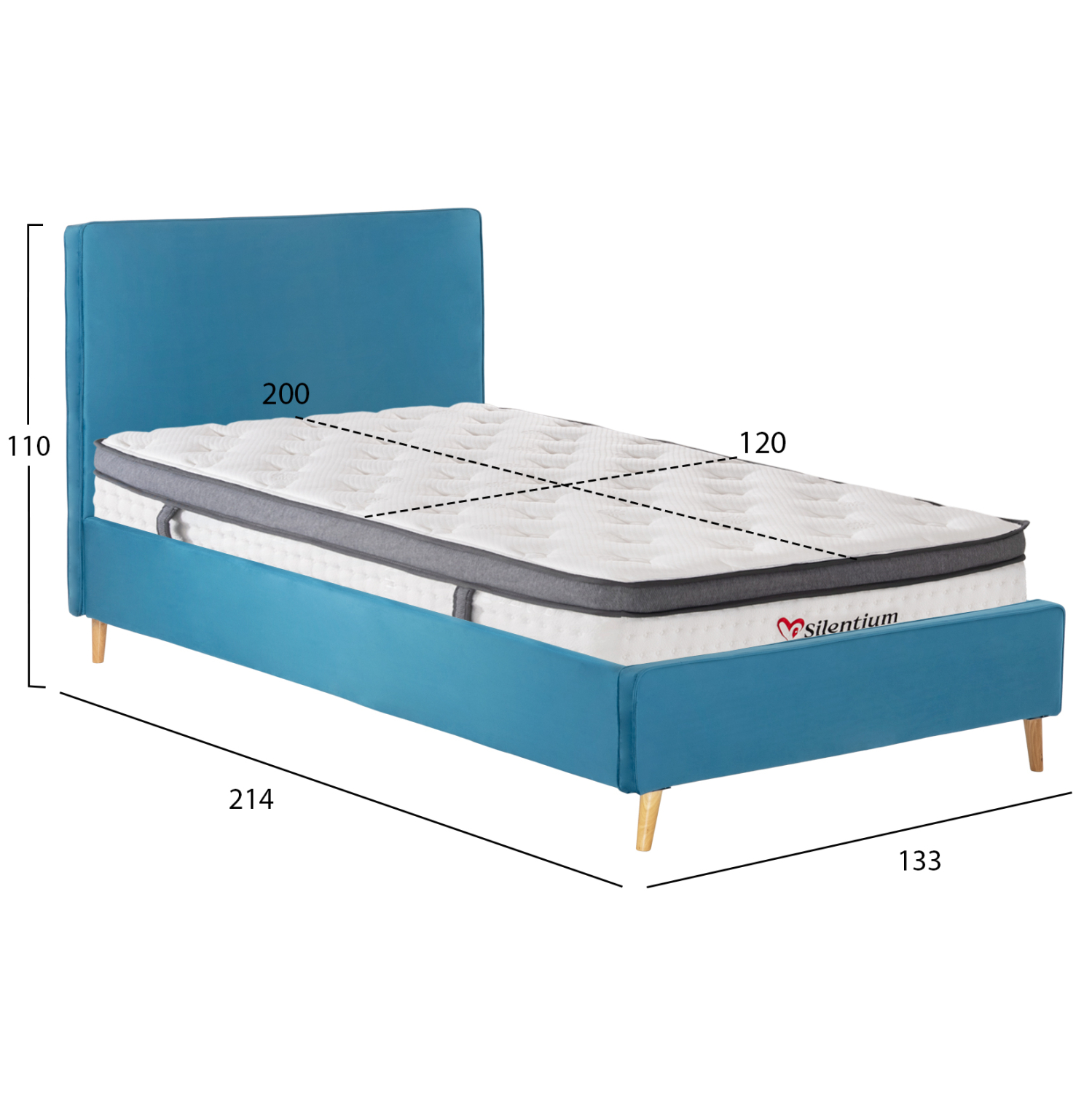 ΚΡΕΒΑΤΙ ΗΜΙΔΙΠΛΟ ΜΕ ΣΤΡΩΜΑ MAYLIN HM10802.01 ΒΕΛΟΥΔΟ ΤΙΡΚΟΥΑΖ--ΣΤΡΩΜΑ 120Χ200εκ (x1) - Image 3