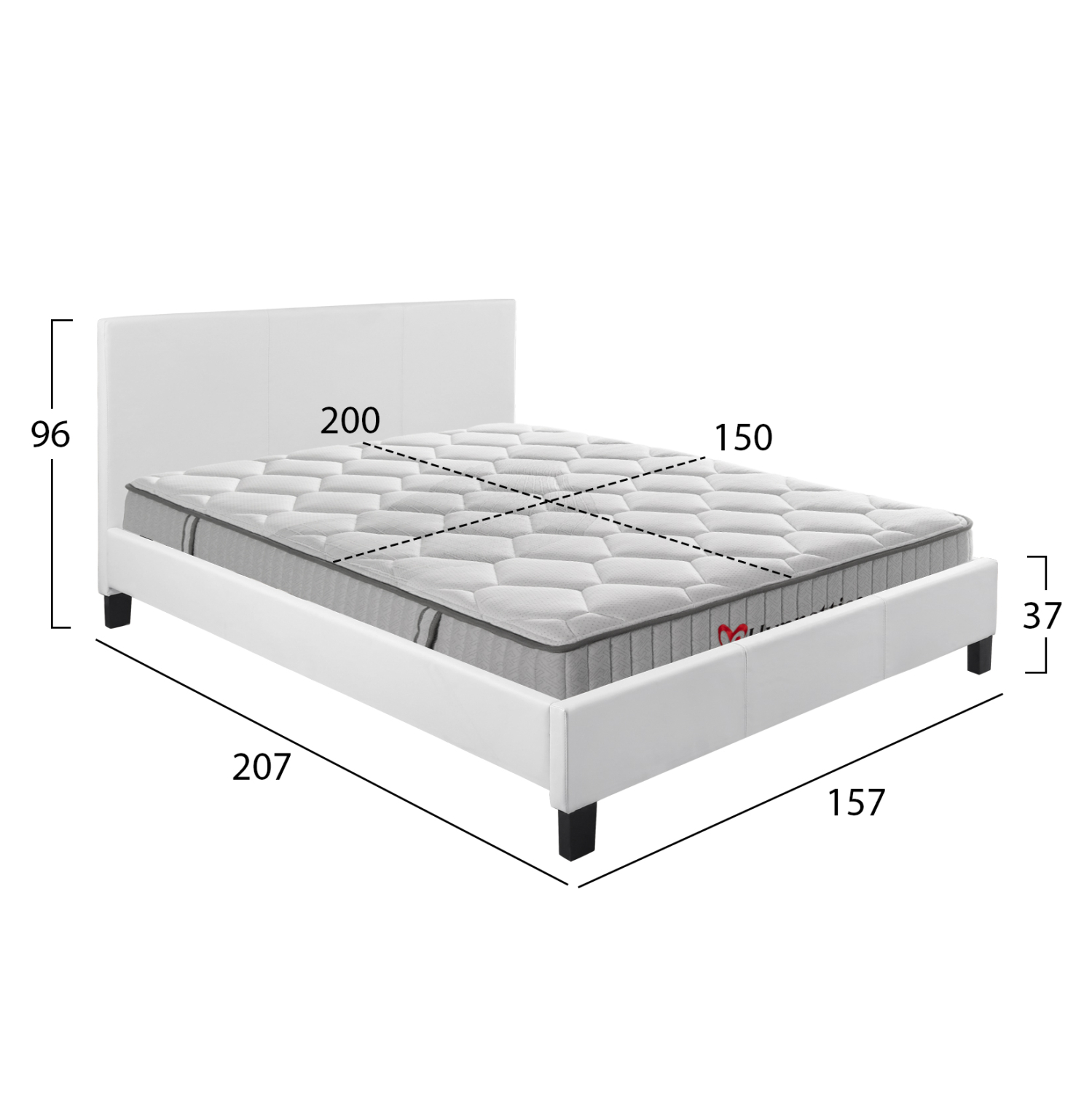 ΚΡΕΒΑΤΙ ΜΕ ΣΤΡΩΜΑ BECCA HM10760.01 ΛΕΥΚΟ PU--ΓΙΑ 150x200εκ (x1) - Image 3