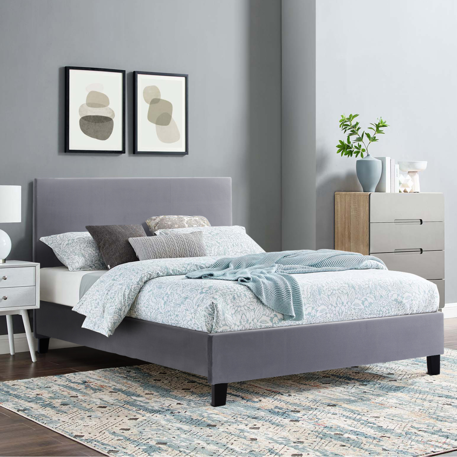 ΚΡΕΒΑΤΙ ΜΕ ΣΤΡΩΜΑ BECCA HM10760.02 ΓΚΡΙ ΥΦΑΣΜΑ--ΓΙΑ 150x200εκ (x1) - Image 2