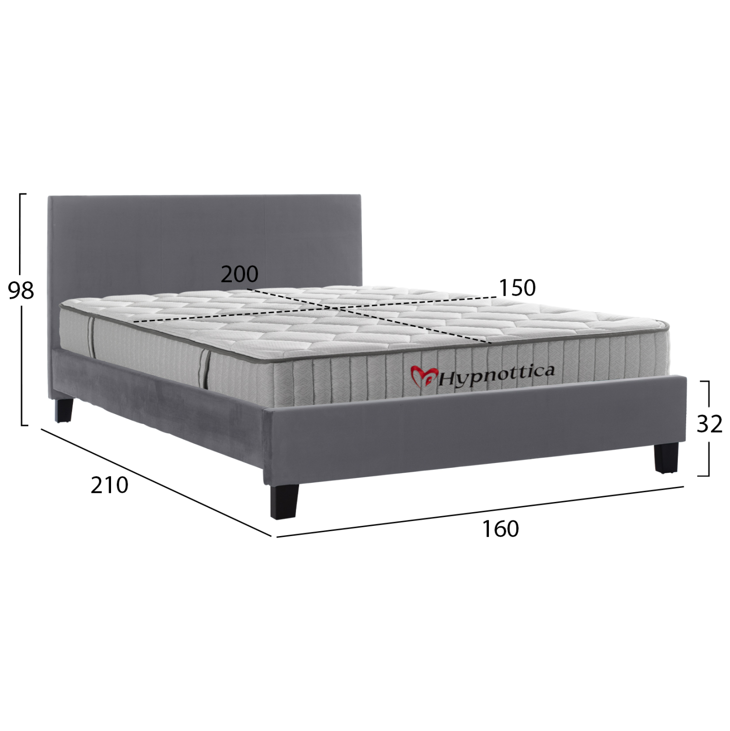 ΚΡΕΒΑΤΙ ΜΕ ΣΤΡΩΜΑ BECCA HM10760.02 ΓΚΡΙ ΥΦΑΣΜΑ--ΓΙΑ 150x200εκ (x1) - Image 3