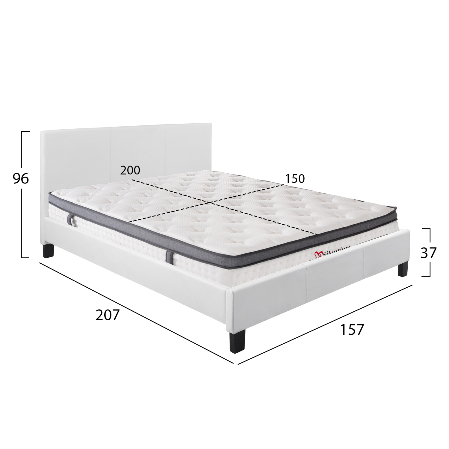 ΚΡΕΒΑΤΙ ΜΕ ΣΤΡΩΜΑ BECCA HM10803.01 ΛΕΥΚΟ PU--ΓΙΑ 150x200εκ (x1) - Image 3