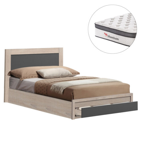 ΚΡΕΒΑΤΙ ΜΟΝΟ ΜΕ ΣΥΡΤΑΡΙ & ΣΤΡΩΜΑ MELANY HM10745.03 ΜΕΛΑΜΙΝΗ SONAMA/ΓΚΡΙ--ΓΙΑ 90x190εκ (x1)