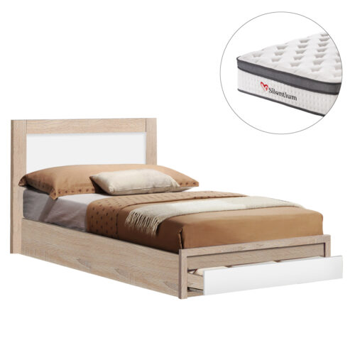 ΚΡΕΒΑΤΙ ΜΟΝΟ ΜΕ ΣΥΡΤΑΡΙ & ΣΤΡΩΜΑ MELANY HM10745 ΜΕΛΑΜΙΝΗ SONAMA/ΛΕΥΚΟ--ΓΙΑ 90x190εκ (x1)