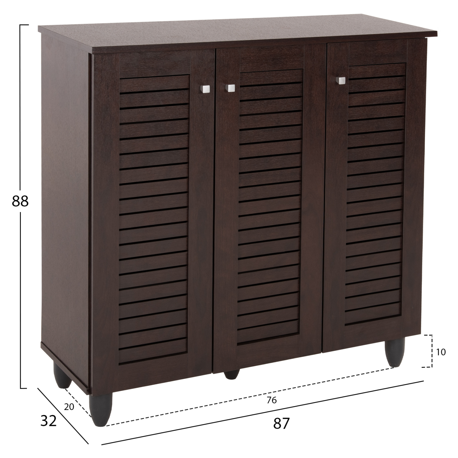 ΠΑΠΟΥΤΣΟΘΗΚΗ-ΝΤΟΥΛΑΠΑ PROLLY HM9609.01 ΜΕΛΑΜΙΝΗ WENGE-3ΠΟΡΤΕΣ-4ΡΑΦΙΑ 87x32x88Υεκ. (x1) - Image 2