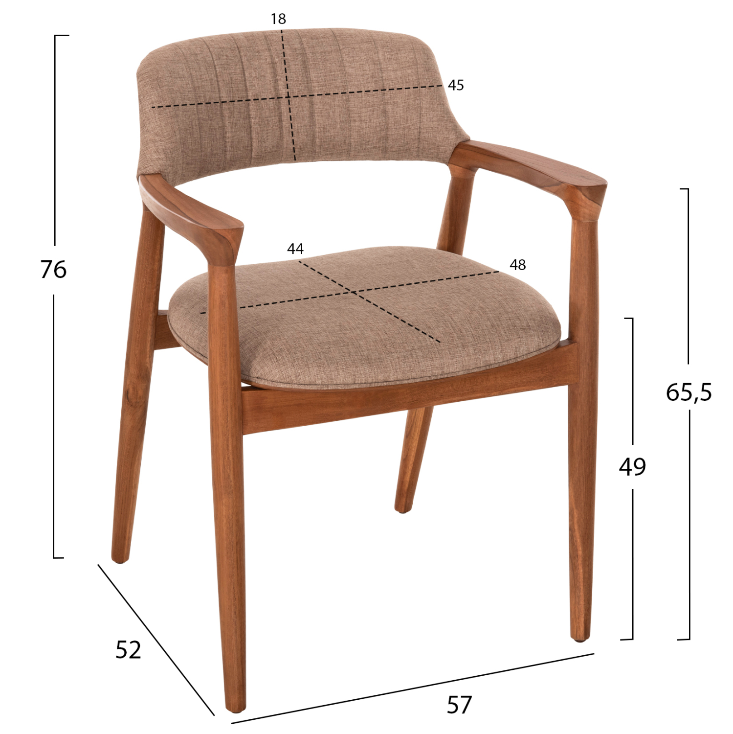 ΠΟΛΥΘΡΟΝΑ JAMES HM18259 TEAK WOOD ΜΕ ΣΑΜΠΑΝΙ ΥΦΑΣΜΑ 57x52x76Υεκ. (x1) - Image 2