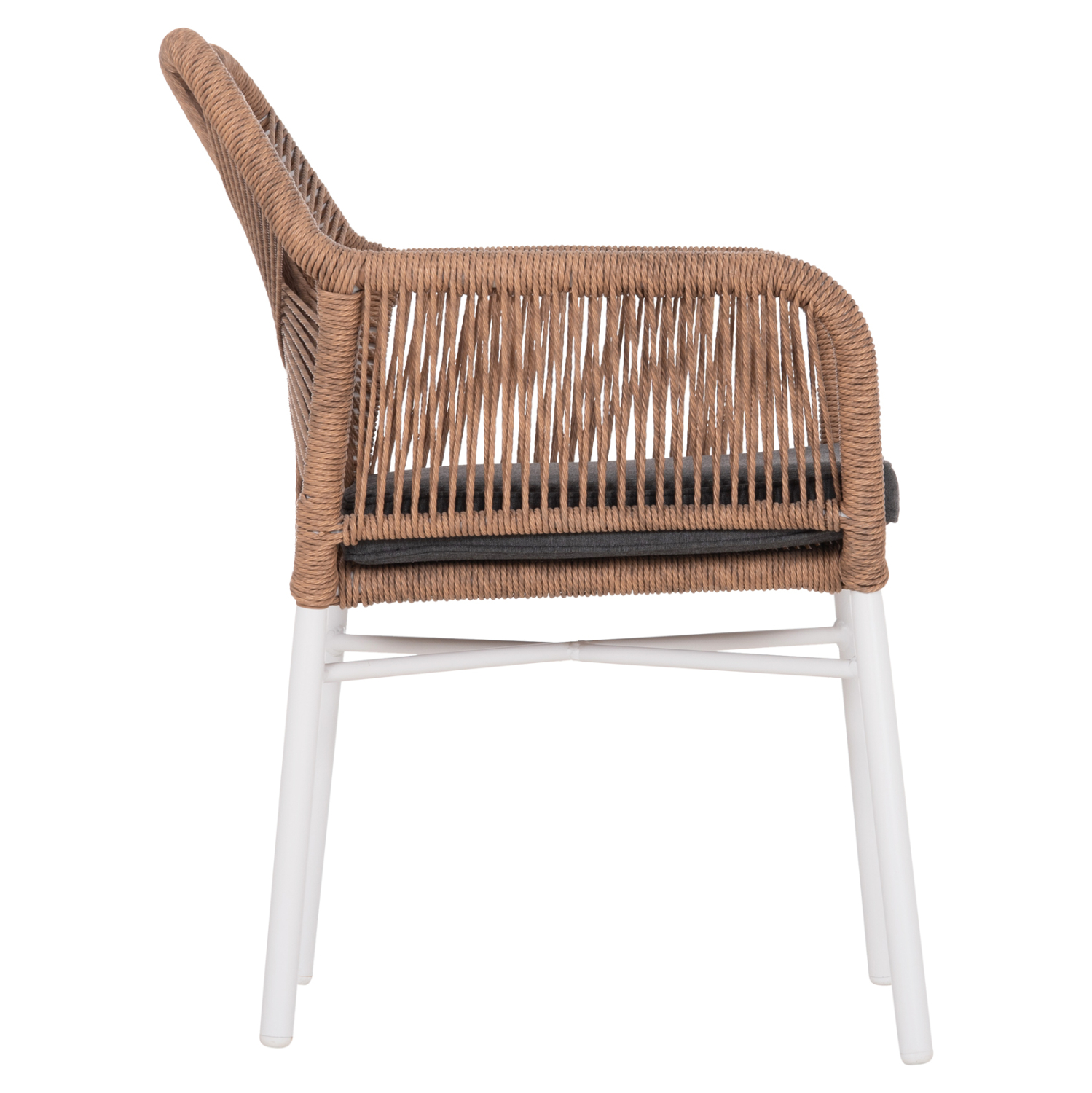 ΠΟΛΥΘΡΟΝΑ TOPIN HM6048.01 ΑΛΟΥΜΙΝΙΟ ΛΕΥΚΟ-P.E. RATTAN ΑΝΟΙΧΤΟ ΚΑΦΕ-ΜΑΞΙΛΑΡΙ ΓΚΡΙ 58x60x83Υ εκ (x1) - Image 4