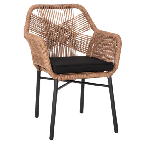 ΠΟΛΥΘΡΟΝΑ TOPIN HM6048.02 ΑΛΟΥΜΙΝΙΟ ΜΑΥΡΟ-P.E. RATTAN ΜΠΕΖ-ΜΑΞΙΛΑΡΙ ΜΑΥΡΟ 57x65x84Υ εκ (x1)