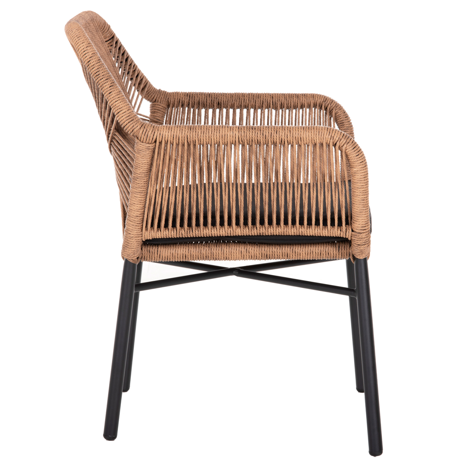 ΠΟΛΥΘΡΟΝΑ TOPIN HM6048.02 ΑΛΟΥΜΙΝΙΟ ΜΑΥΡΟ-P.E. RATTAN ΜΠΕΖ-ΜΑΞΙΛΑΡΙ ΜΑΥΡΟ 57x65x84Υ εκ (x1) - Image 4
