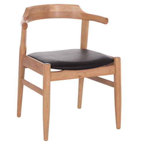 ΠΟΛΥΘΡΟΝΑ CERSEI HM9946.01 RUBBERWOOD ΣΕ LIGHT OAK & PU ΣΕ ΜΑΥΡΟ 57x53x72Υεκ (x2)
