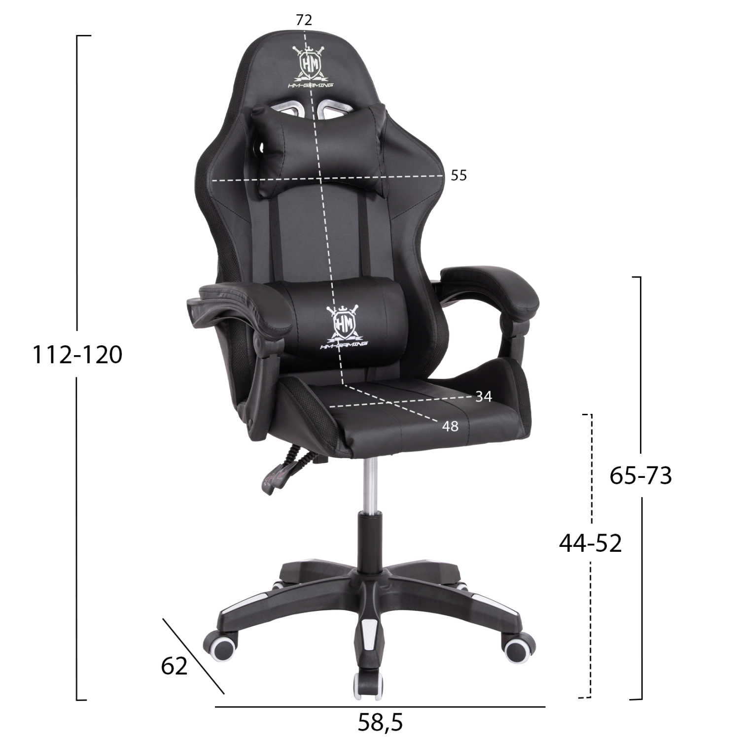 ΠΟΛΥΘΡΟΝΑ GAMING DARREN HM1203.04 ΜΑΥΡΟ-ΛΕΥΚΟ PVC 58.5x100x120Υεκ. (x1) - Image 2