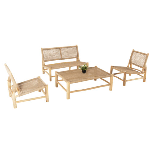 ΣΑΛΟΝΙ ΕΞΩΤ. ΧΩΡΟΥ 4ΤΜΧ LONDER HM11957 ΜΑΣΙΦ TEAK-ΣΥΝΘ.RATTAN-ΦΥΣΙΚΟ (x1)