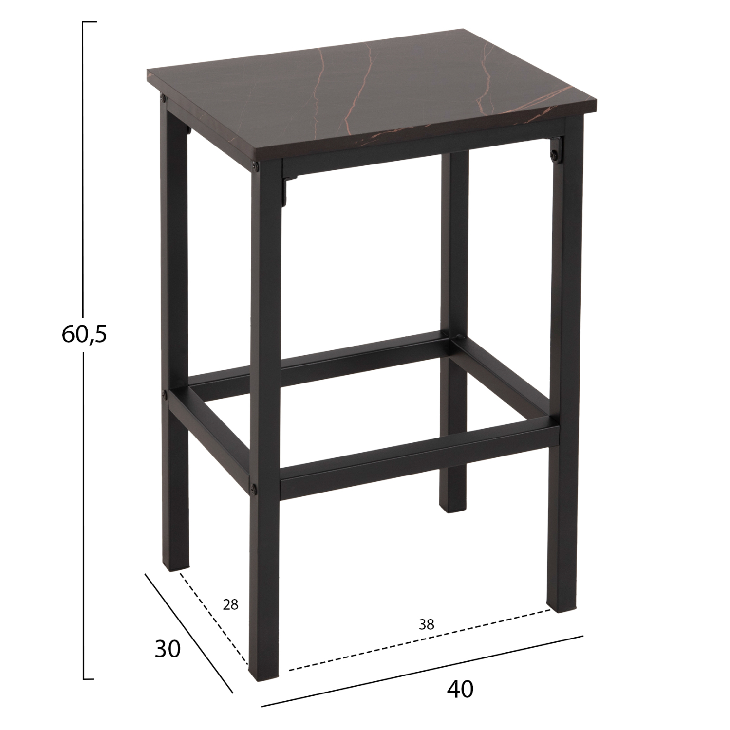 ΣΕΤ ΤΡΑΠΕΖΑΡΙΑ ΜΠΑΡ 5ΤΜΧ BOXY HM9882.13 ΜΑΥΡΟ ΜΕΤΑΛΛΟ-ΜΕΛΑΜΙΝΗ ΜΑΥΡΟ ΜΑΡΜΑΡΟ (x1) - Image 2