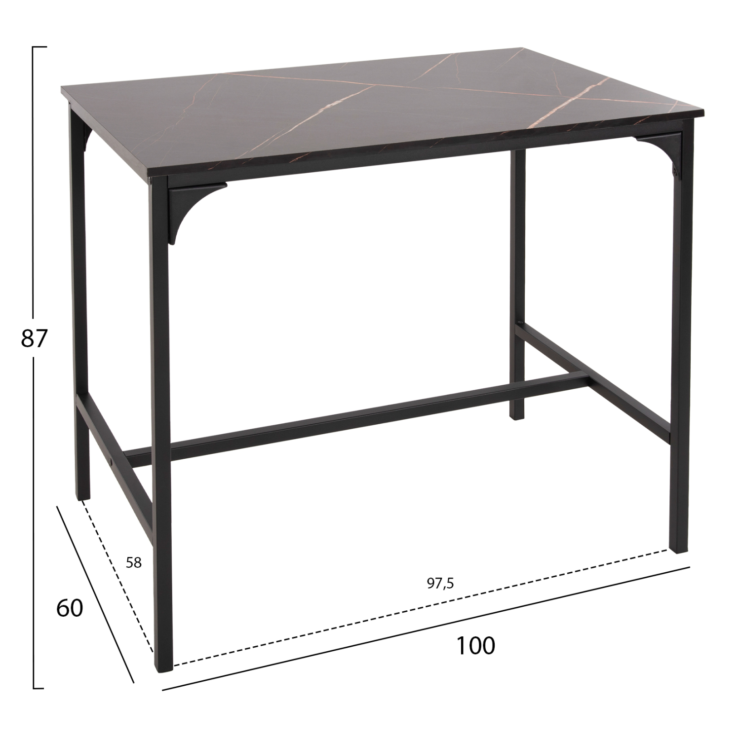 ΣΕΤ ΤΡΑΠΕΖΑΡΙΑ ΜΠΑΡ 5ΤΜΧ BOXY HM9882.13 ΜΑΥΡΟ ΜΕΤΑΛΛΟ-ΜΕΛΑΜΙΝΗ ΜΑΥΡΟ ΜΑΡΜΑΡΟ (x1) - Image 3