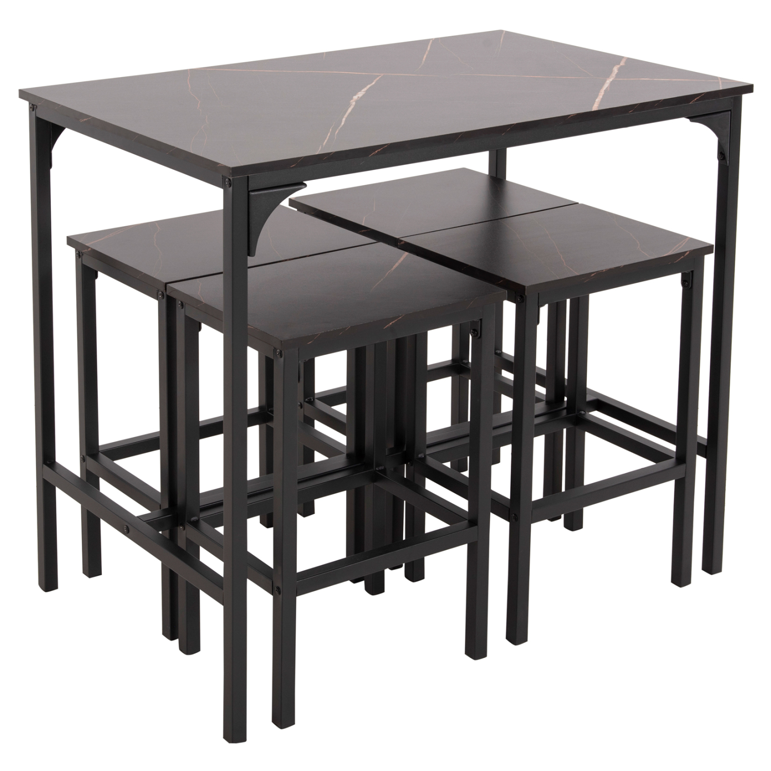 ΣΕΤ ΤΡΑΠΕΖΑΡΙΑ ΜΠΑΡ 5ΤΜΧ BOXY HM9882.13 ΜΑΥΡΟ ΜΕΤΑΛΛΟ-ΜΕΛΑΜΙΝΗ ΜΑΥΡΟ ΜΑΡΜΑΡΟ (x1) - Image 4