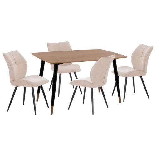 ΣΕΤ ΤΡΑΠΕΖΑΡΙΑΣ 5ΤΜΧ GAFF HM10847.02 MDF TOP ΦΥΣΙΚΟ--ΥΦΑΣΜΑ ΜΠΕΖ & ΜΕΤΑΛΛΟ ΜΑΥΡΟ (x1)