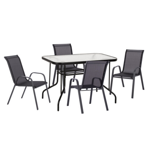 ΣΕΤ ΤΡΑΠΕΖΑΡΙΑΣ 5ΤΜΧ ADAM HM10897.03 ΤΡΑΠΕΖΙ 110x60εκ & 4 ΠΟΛΥΘΡΟΝΕΣ--ΜΑΥΡΟ (x1)