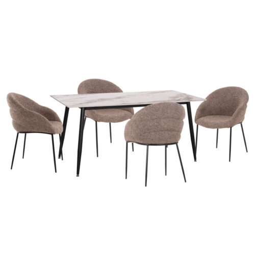 ΣΕΤ ΤΡΑΠΕΖΑΡΙΑΣ 5ΤΜΧ DRENNY HM10952.03 ΚΕΡΑΜΙΚΟ TOP--ΥΦΑΣΜΑ TAUPE & ΜΕΤΑΛ.ΠΟΔΙΑ (x1)