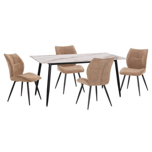 ΣΕΤ ΤΡΑΠΕΖΑΡΙΑΣ 5ΤΜΧ GAFF HM10953.03 ΚΕΡΑΜΙΚΟ TOP--ΥΦΑΣΜΑ TAUPE & ΜΕΤΑΛ.ΠΟΔΙΑ ΜΑΥΡΑ (x1)