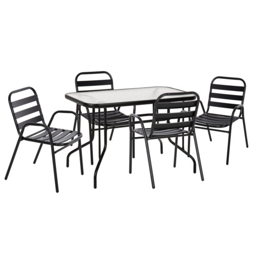 ΣΕΤ ΤΡΑΠΕΖΑΡΙΑΣ 5ΤΜΧ ADAM HM21219.01 ΚΑΡΕΚΛΕΣ ΜΕΤΑΛΛΙΚΕΣ & ΤΡΑΠΕΖΙ 110x60 ΜΑΥΡΟ (x1)